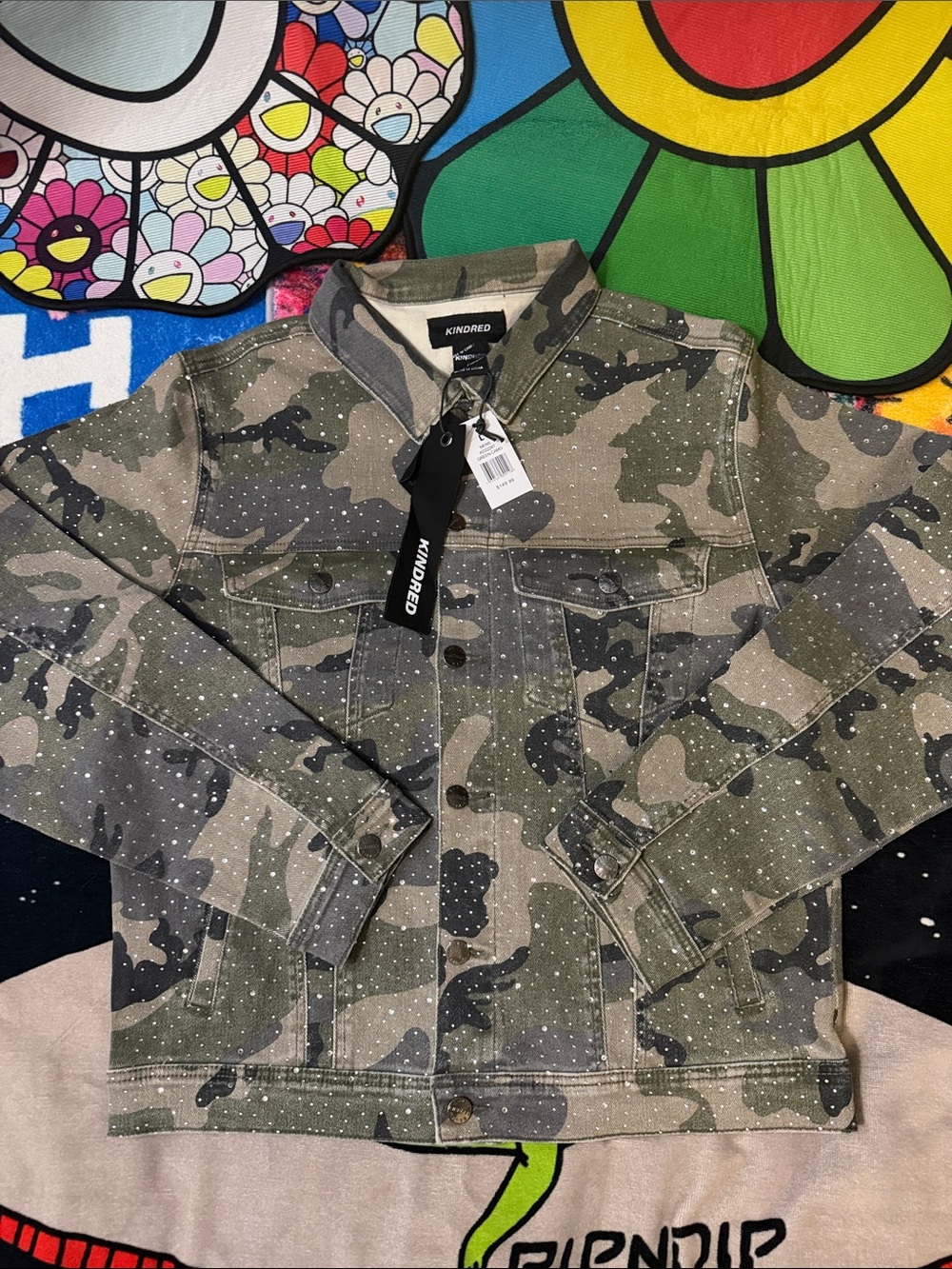 Kindred Men's Olive Camo Denim Jacket with Speckle Detail